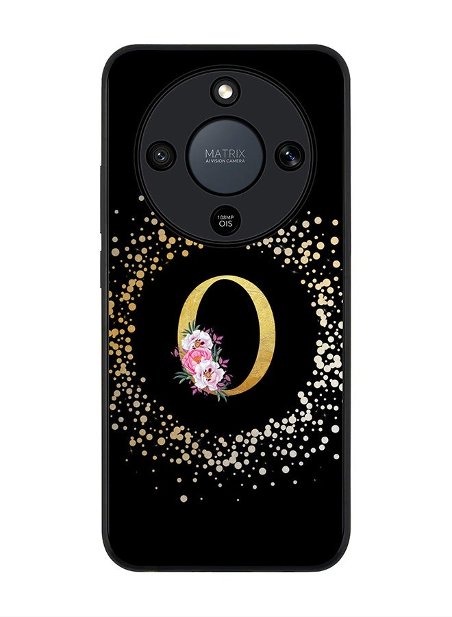 For Honor X9d / Magic8 Lite / X70 Case,Slim fit Camera Protection, Shockproof Thin Phone cover  - Custom Monogram Floral - O ( Black )